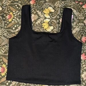 Wild Fable Black Cropped Ribbed Women's Top